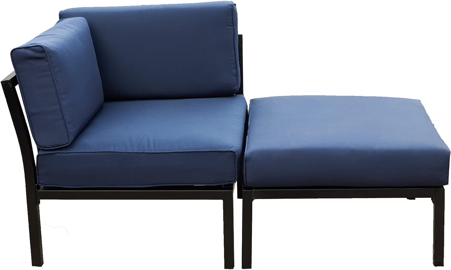 Blue Corner Sofa Loveseat with Ottoman O345
