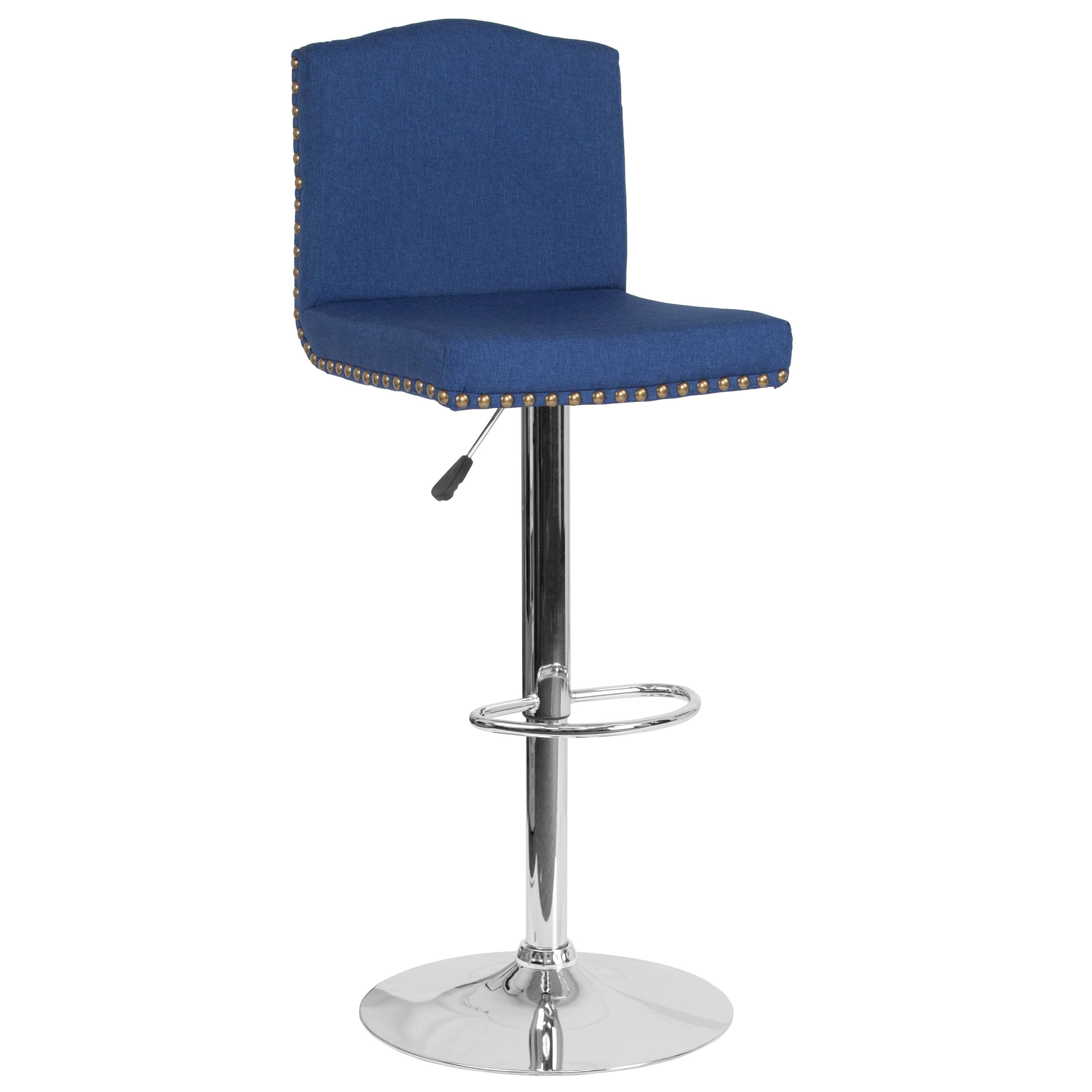 Blue Fabric Adjustable Height Barstool R36799
