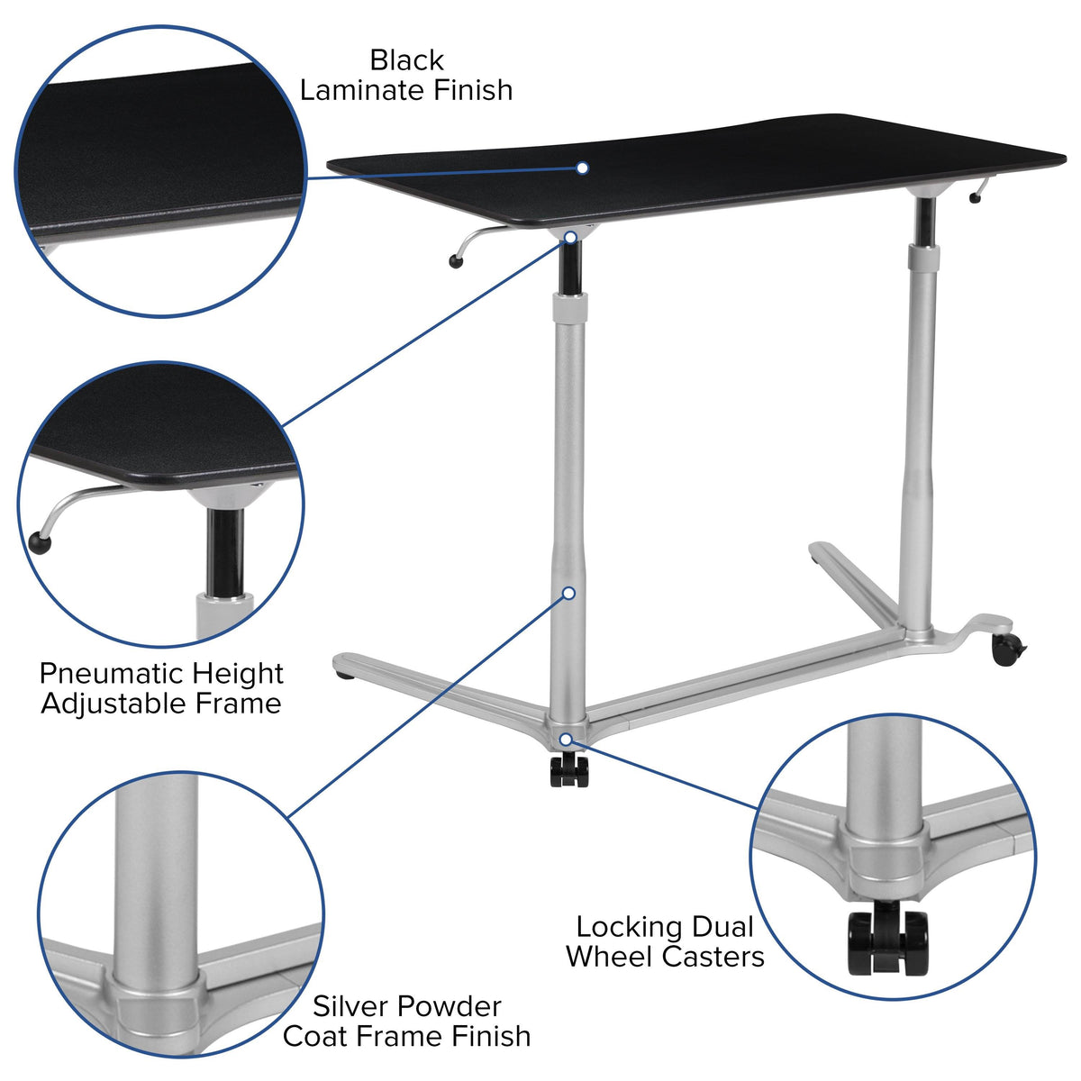 Black Sit-Stand Computer Desk I259