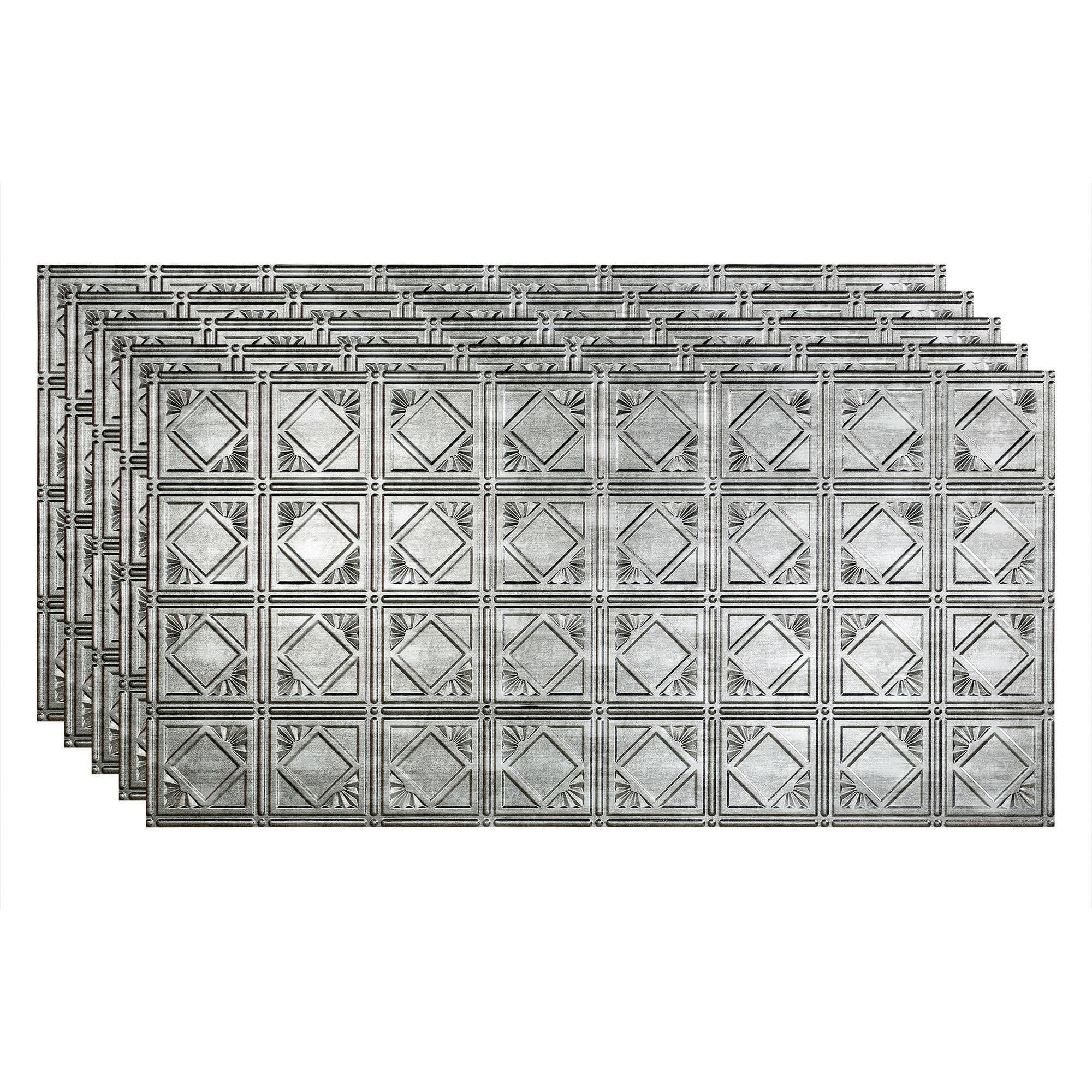 Crosshatch Silver 5 Pack Vinyl Glue Up Ceiling Tile H790