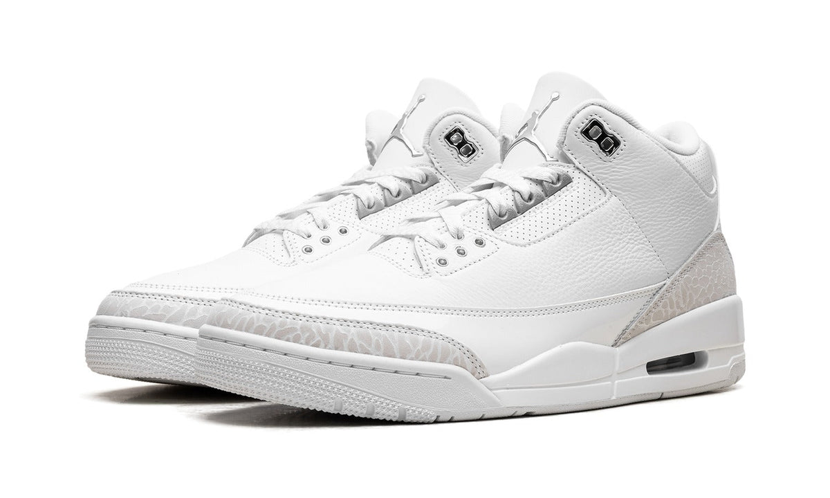 Air Jordan 3 Sneakers – White & Silver Grey
