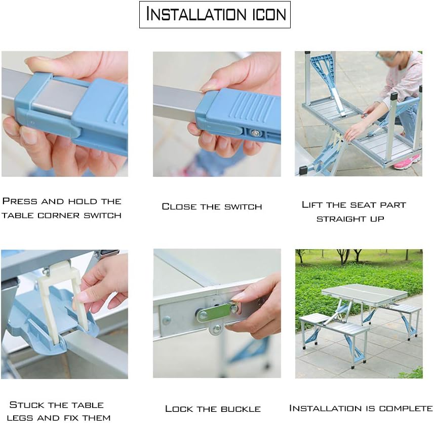 Aluminum Alloy Folding Picnic Table with 4 Seats W878875