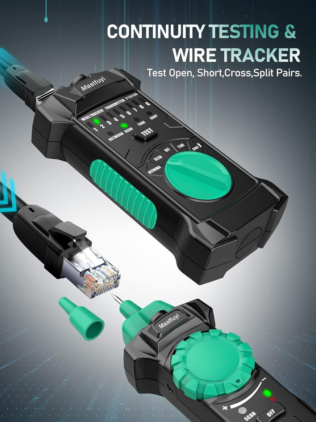 RJ11 RJ45 Network Cable Tester with Earphone, Pack of 2 O9073