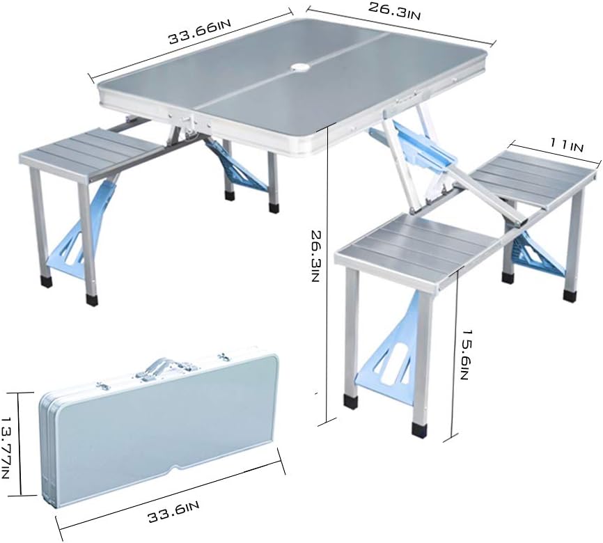 Aluminum Alloy Folding Picnic Table with 4 Seats W878875