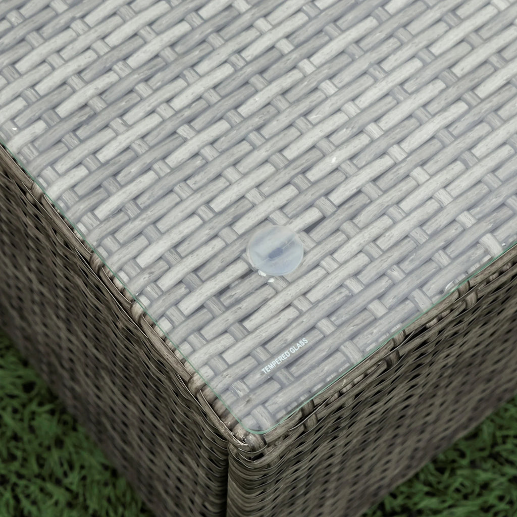 4 Piece Patio Sectional Wicker Rattan Outdoor Furniture Sofa Set with Storage Box Grey B48221
