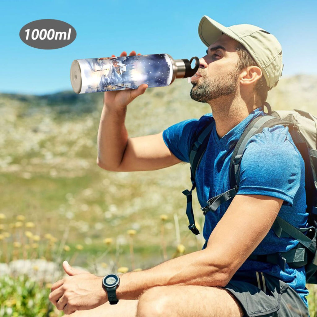 Stainless Steel Insulated Thermos Vacuum Flask Water Bottle with Straw Lid D2067