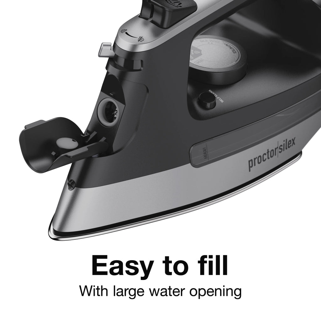 Black and Silver Steam Iron with Retractable Cord W43166