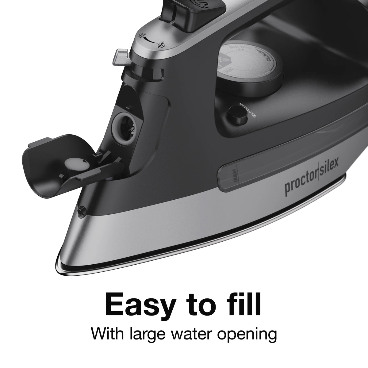 Black and Silver Steam Iron with Retractable Cord W43166