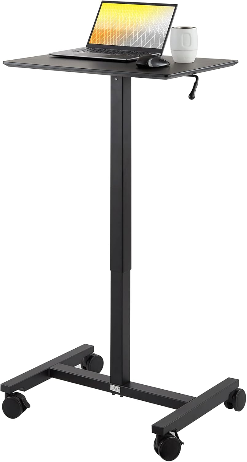 Black Rolling Height Adjustable Laptop Cart Table with Wheels E551