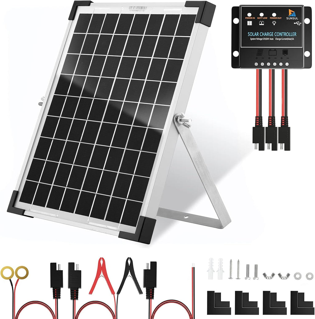 50 Watt 12 Volt Monocrystalline Solar Panel Kit with 30A PWM Charge Controller C60551
