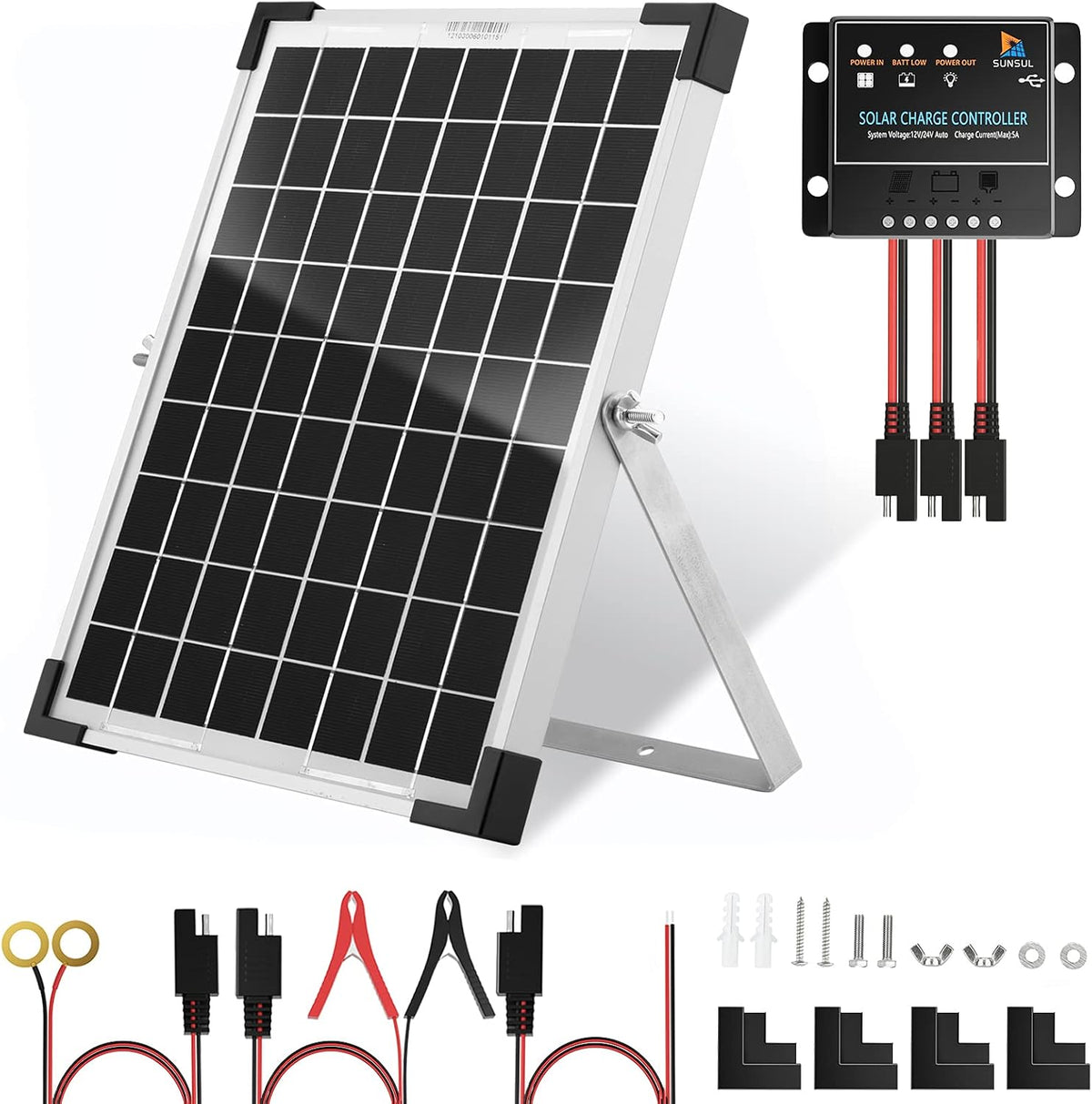 50 Watt 12 Volt Monocrystalline Solar Panel Kit with 30A PWM Charge Controller C60551