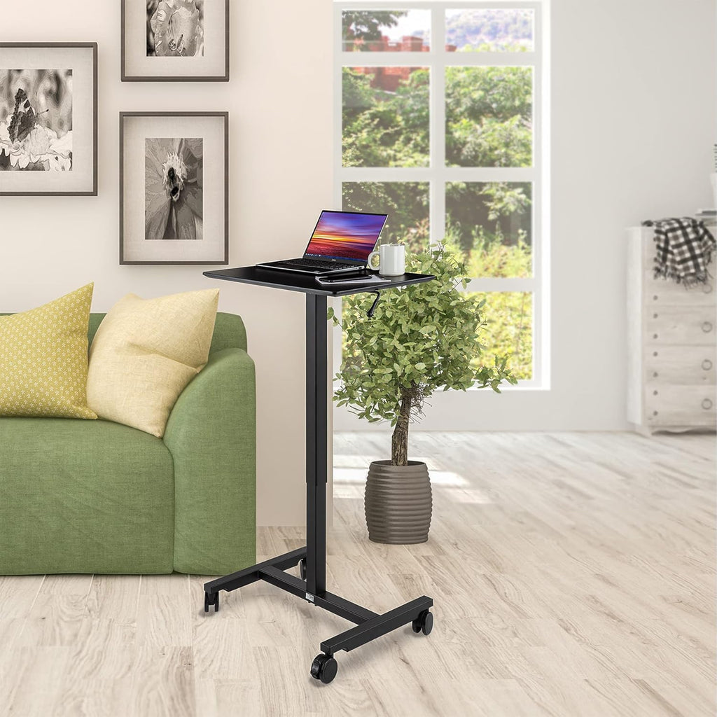 Black Rolling Height Adjustable Laptop Cart Table with Wheels E551