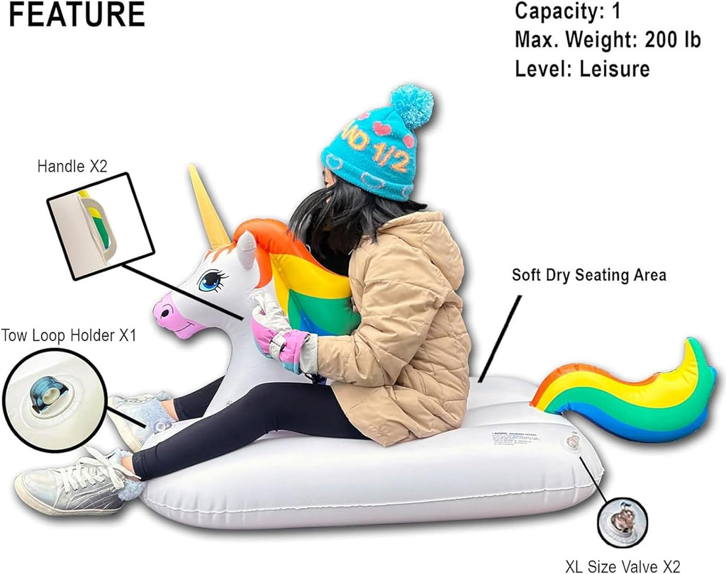 Sled Unicorn Snow Tube Inflatable 49 inches Long One Person C826731
