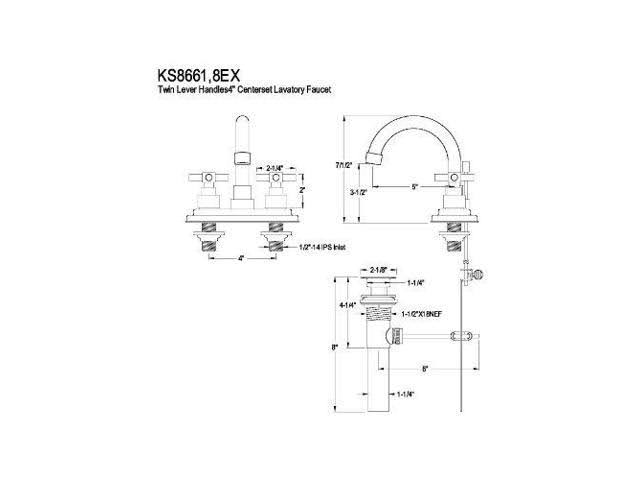 Polished Chrome Centerset Bathroom Faucet with Brass Pop-Up D1524