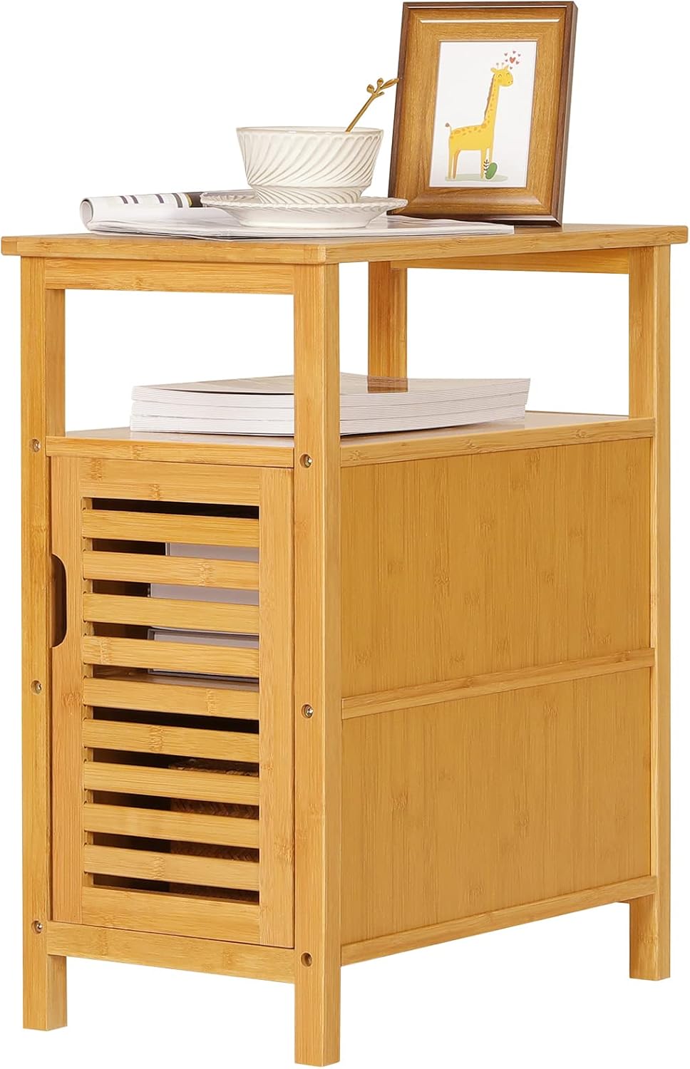 Bamboo 3-Tier Narrow End Table with Storage Shelf A11083