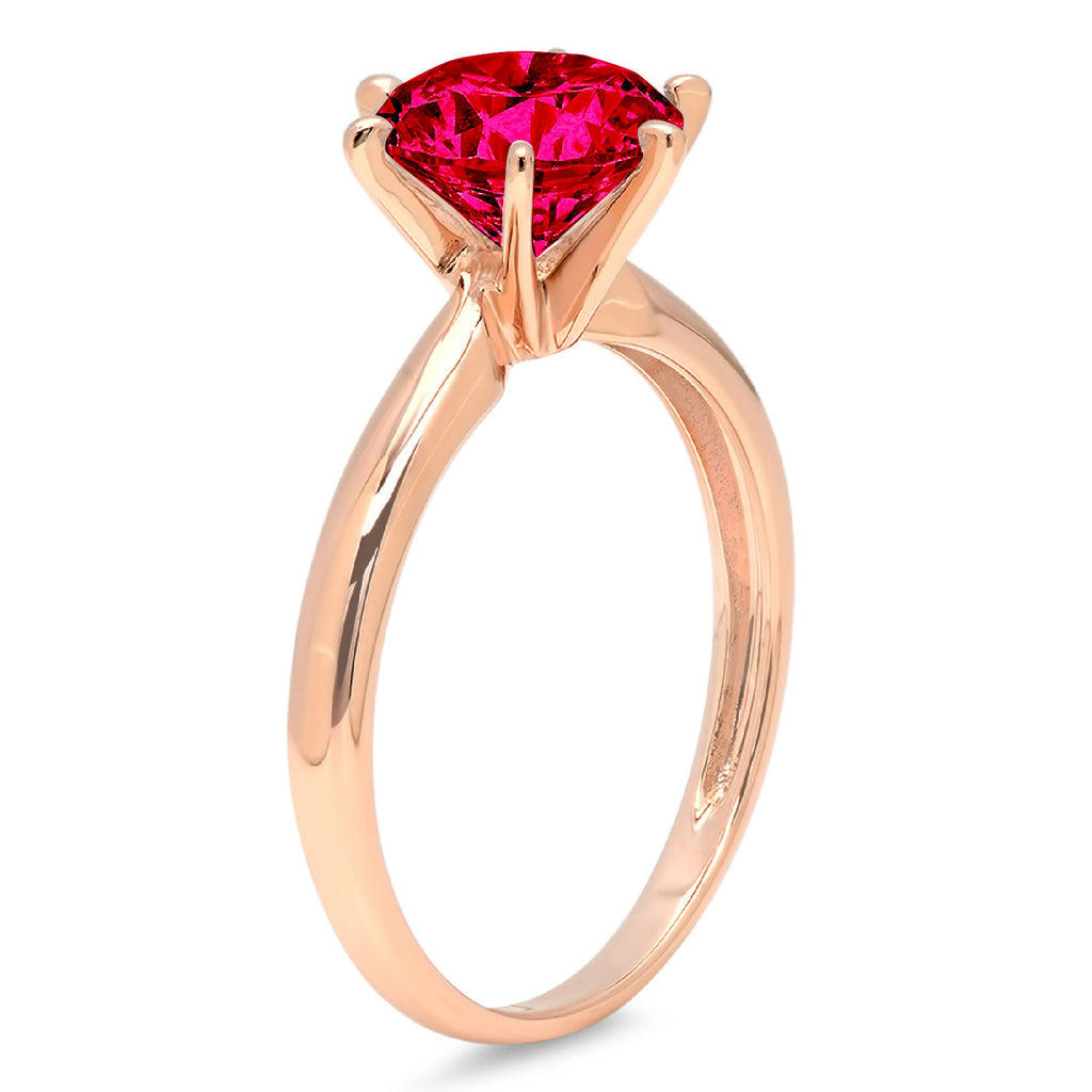 Pink Simulated Tourmaline Rose Gold Solitaire Ring Size 9 L2631