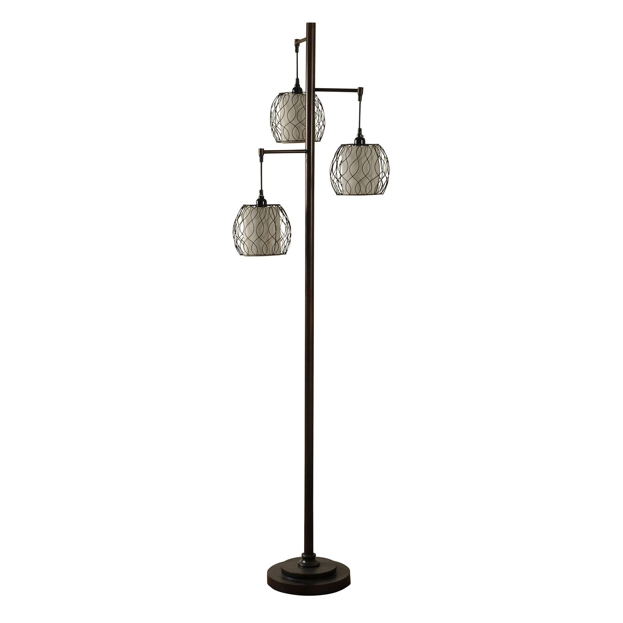 Bronze Floor Lamp with Caged Shades F17225