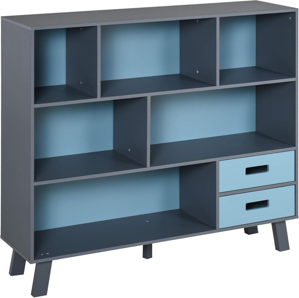Grey 3-Tier Child Bookcase with Drawers L102