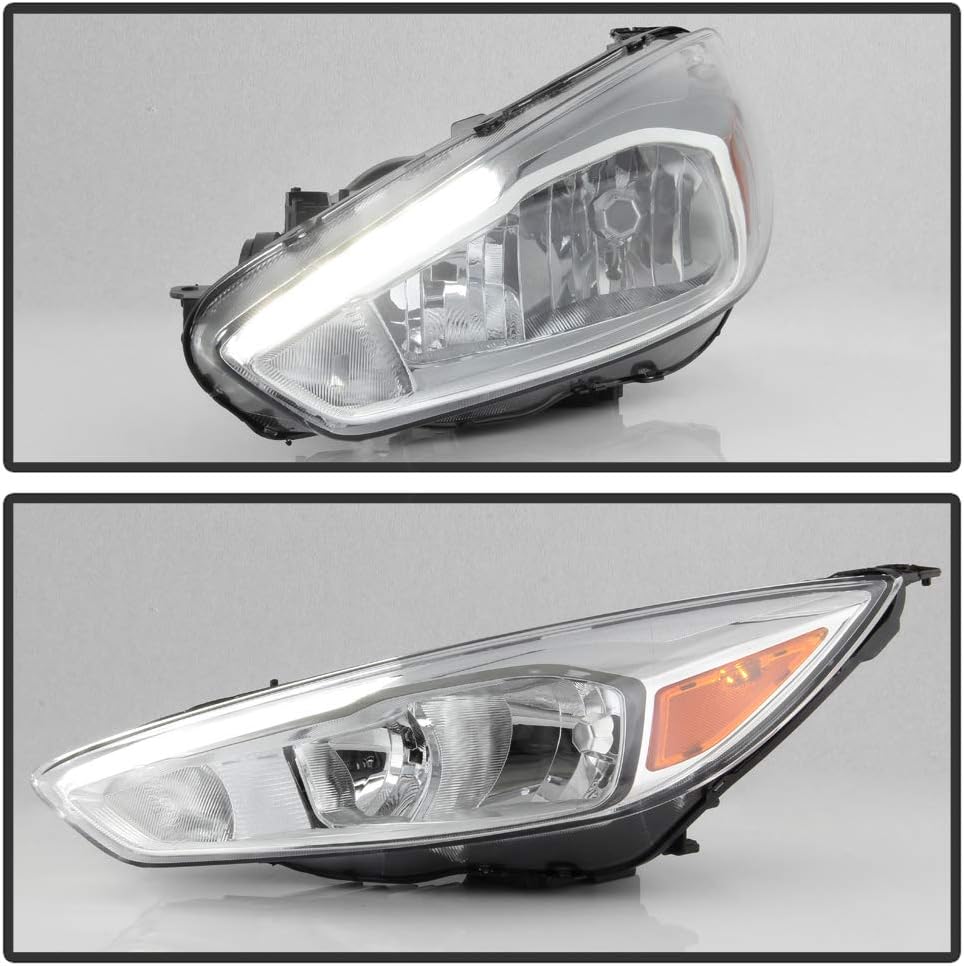 Halogen Chrome Housing LED DRL Headlight Headlamp Assembly D3740