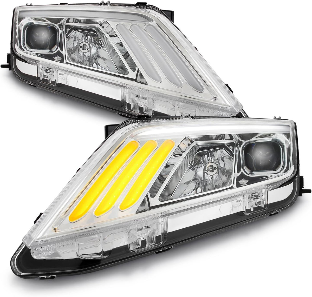 Chrome Projector Headlights with Sequential Turn Signal K7673