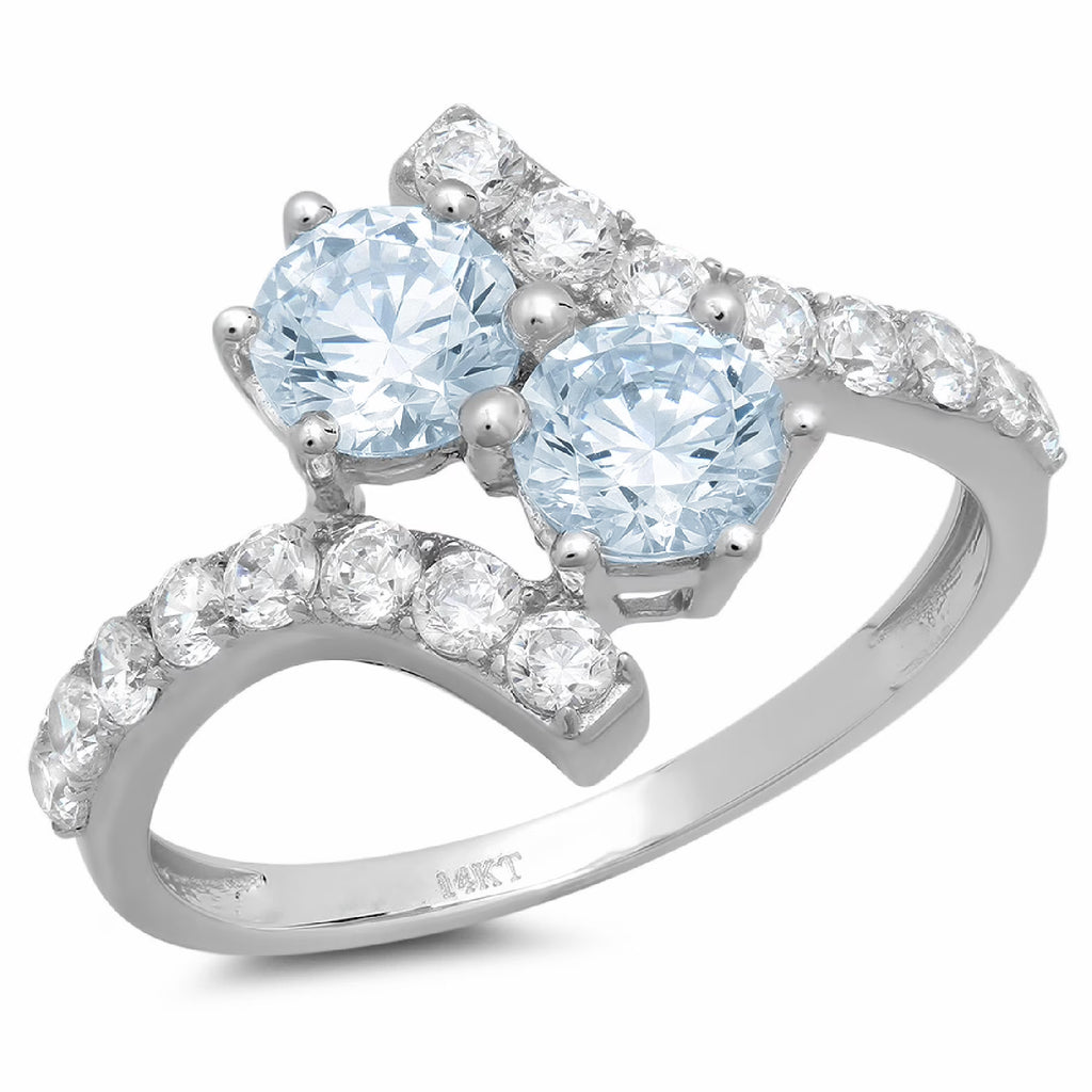 14k White Gold Sky Blue Topaz Ring Size 7.25 L26437