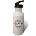 21 oz Black and White Sports Water Bottle J92612