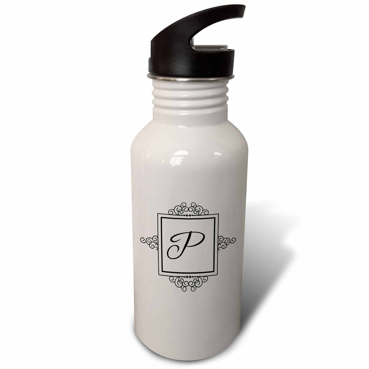 21 oz Black and White Sports Water Bottle J92612