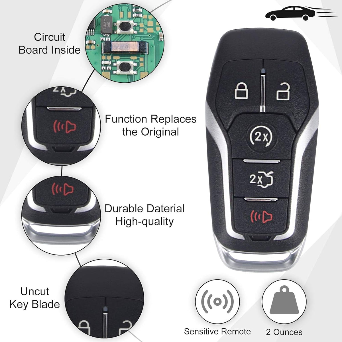 Car Key Fob Keyless Entry System Pack of 2 D51722