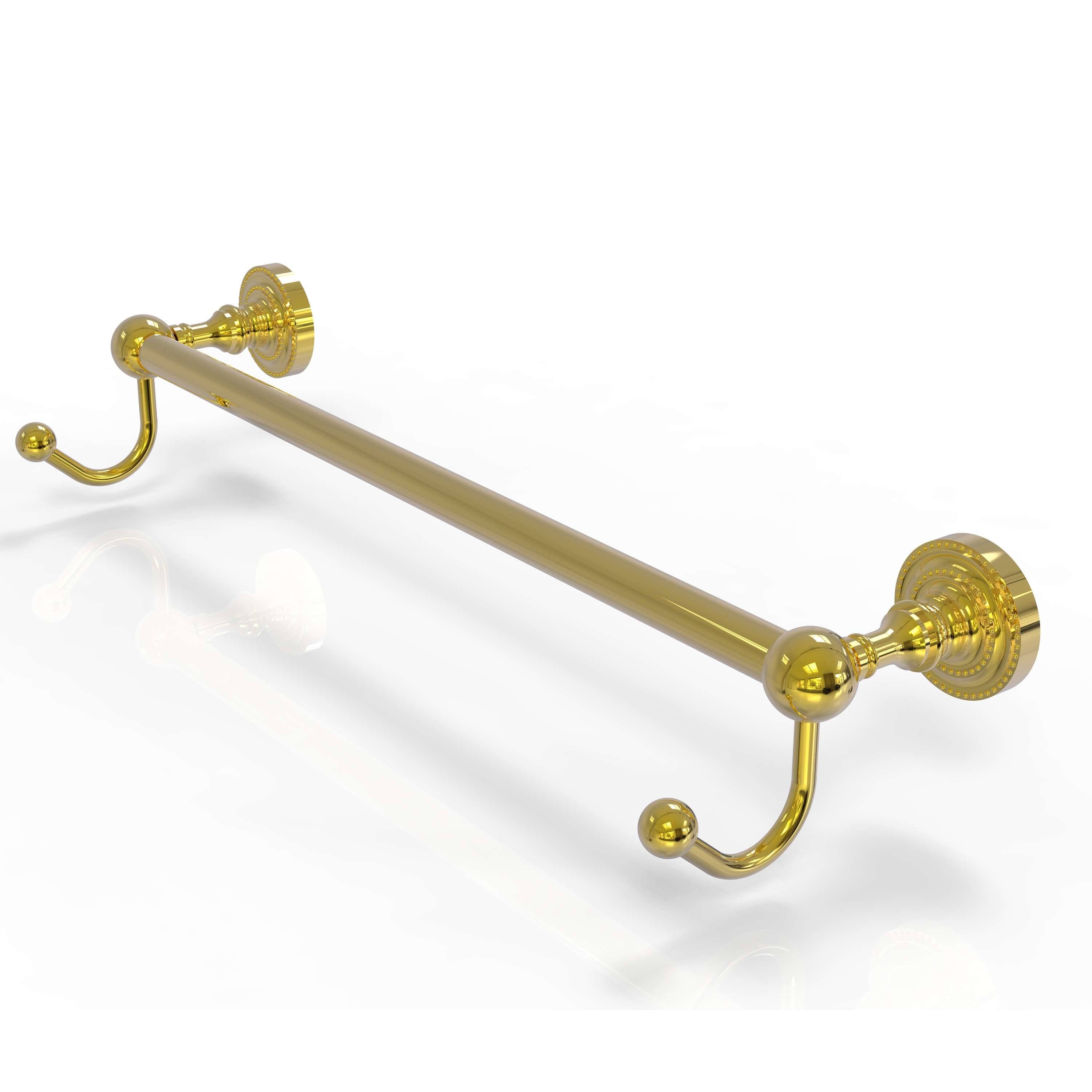 Polished Brass 18 inch Towel Bar with Integrated Hooks J503