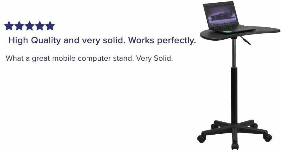 Height Adjustable Mobile Laptop Computer Desk with Black Top R7050