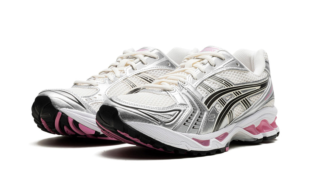 ASICS GEL-KAYANO 14 Sneakers - Cream/Silver/Black with Pink Accents
