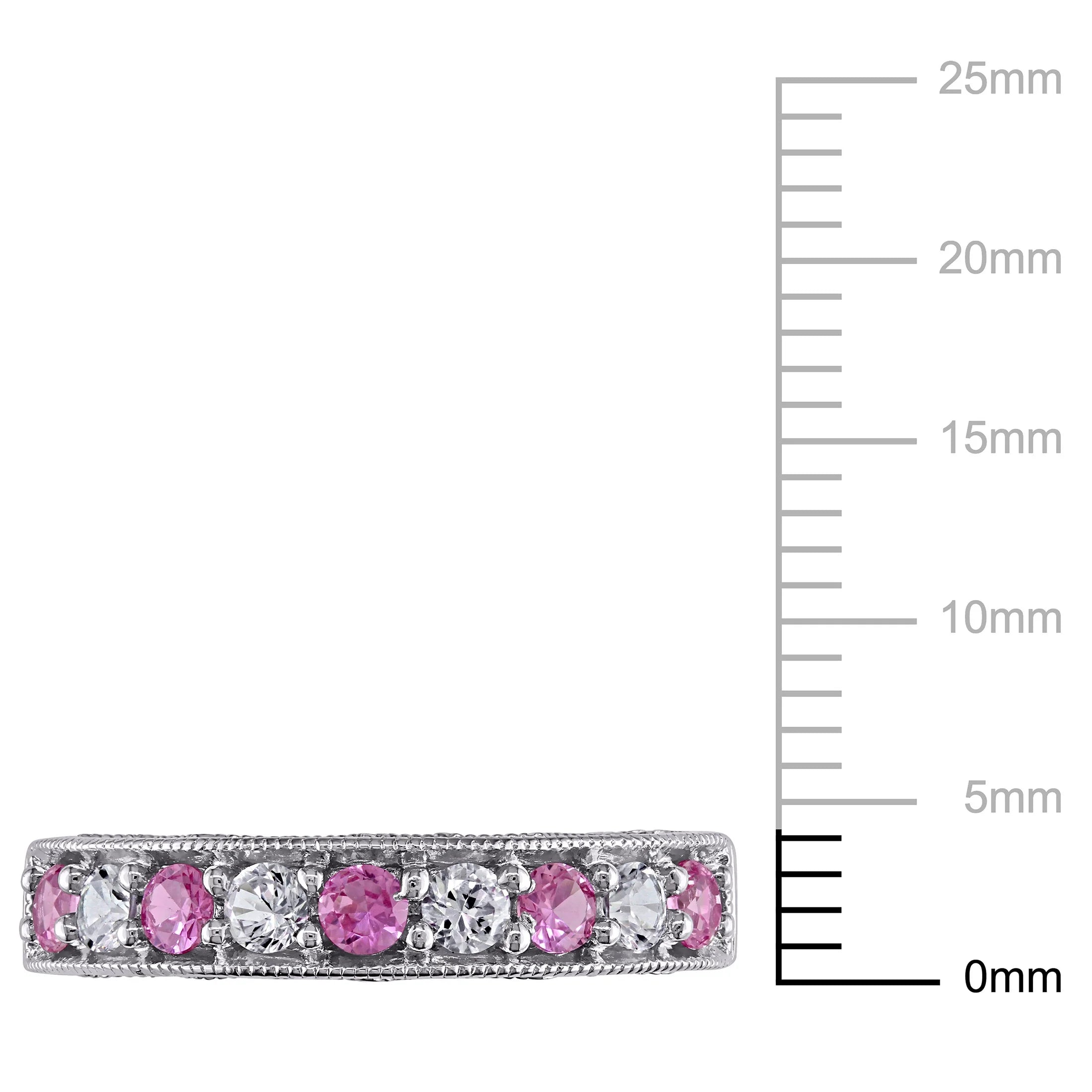 Sterling Silver Anniversary Band with Created White and Pink Sapphire A302