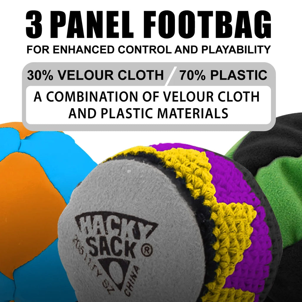 3 PACK Hand Stitched 3 Panel Footbag W4078