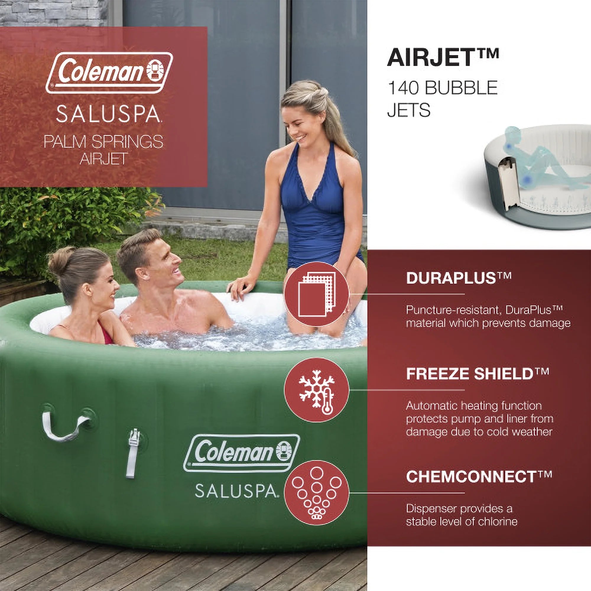 6 Person Inflatable Spa with Filters and Chlorine Starter Kit S665698