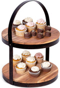 2-Tier Wood Iron Cupcake and Cake Stand with Handle L871378