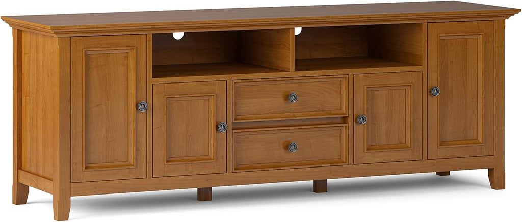 72 inch Solid Wood TV Media Stand with Storage Shelves and Cabinets Q466420