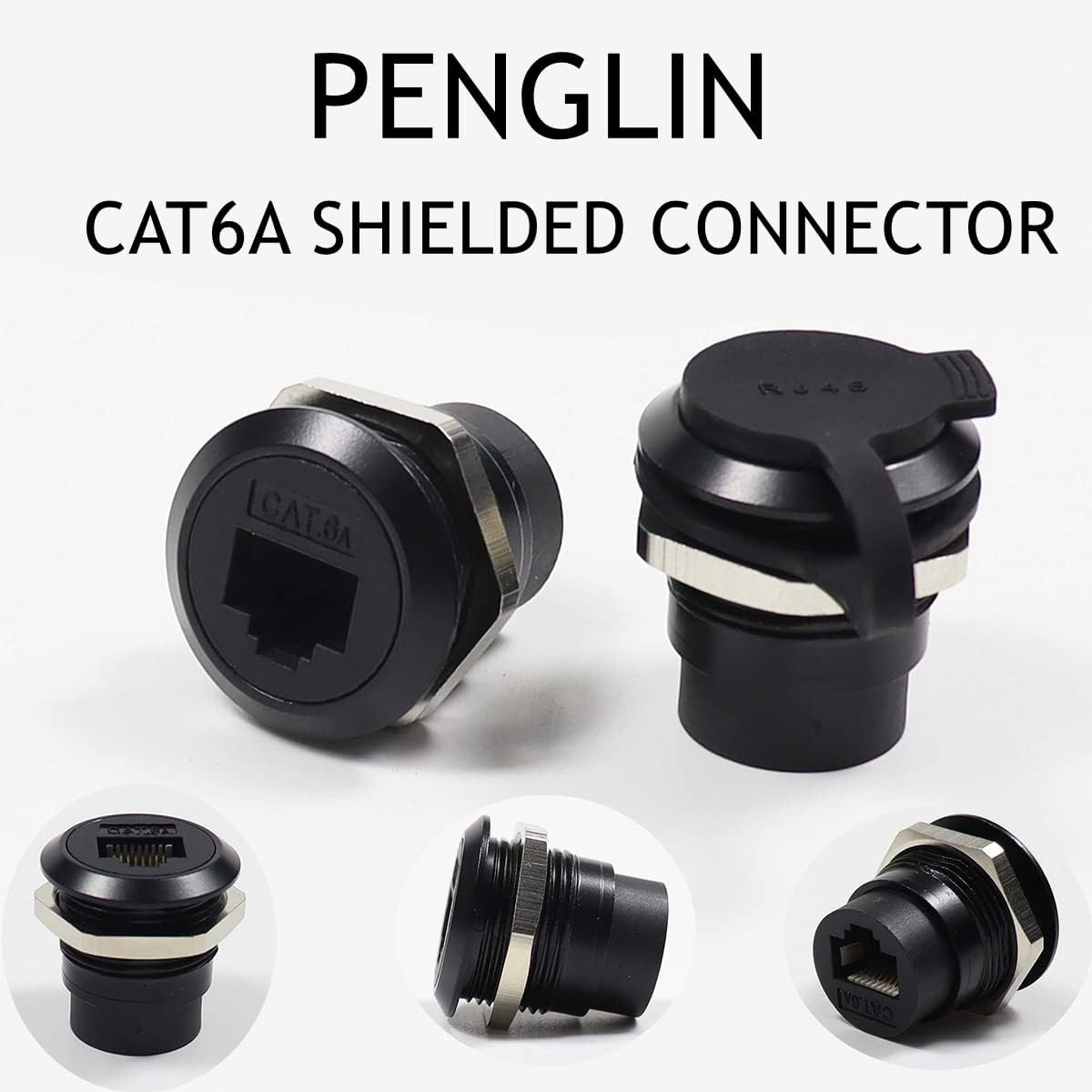 2 Pack RJ45 Shielded Panel Mount Coupler, CAT6A Female to Female Bulkhead Adapter L892