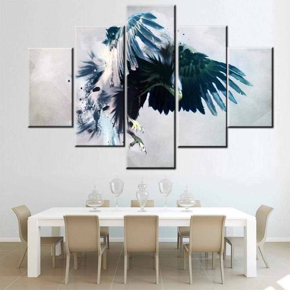 5 Piece Black Canvas Wall Art Safari Artwork Framed Ready to Hang Posters and Prints I423