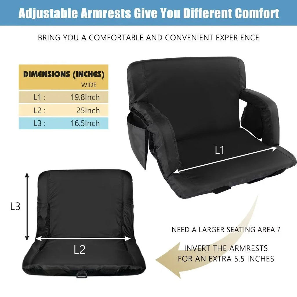Heated Folding Stadium Seat with Back Support, 6 Reclining Positions, 3 Heat Modes L29010