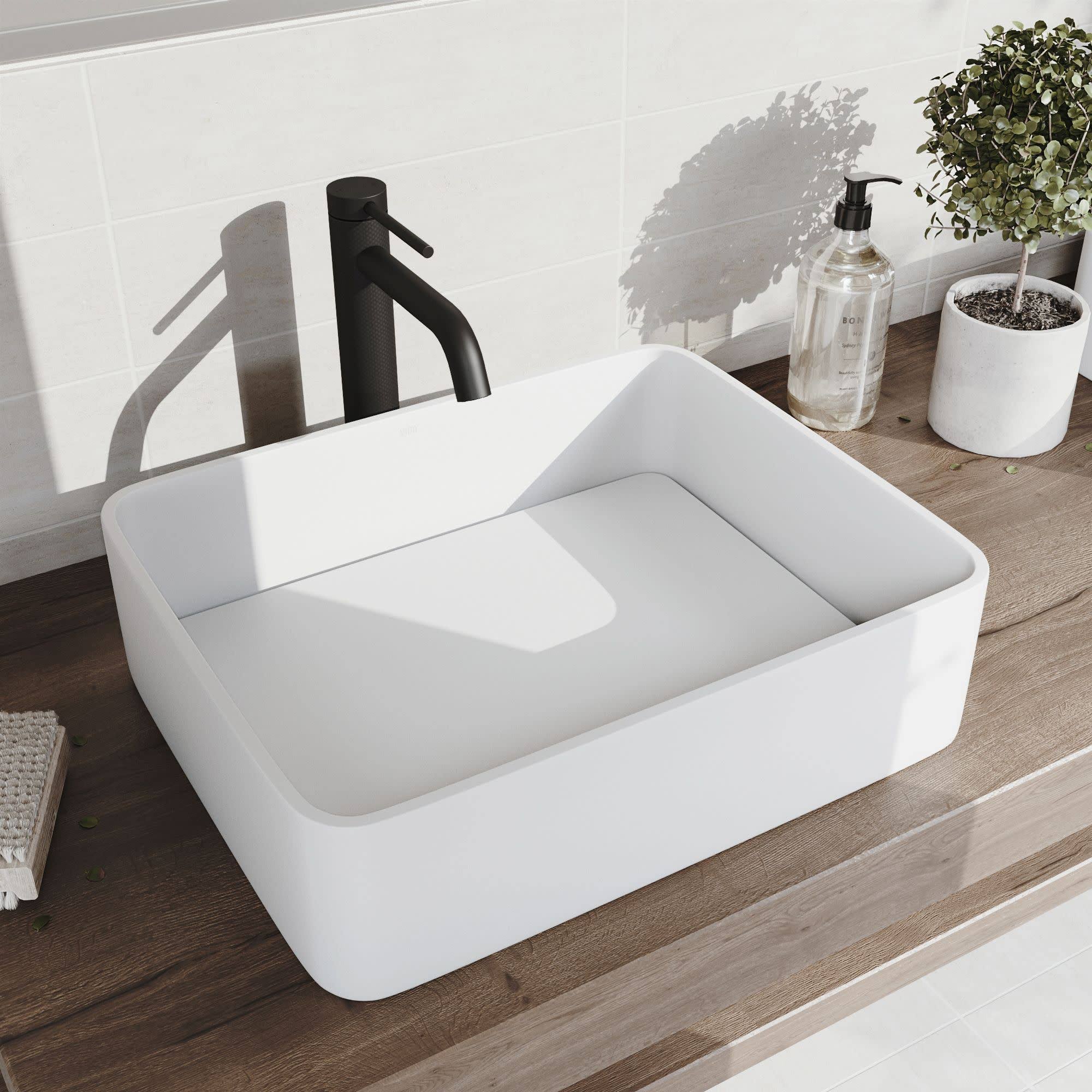 Matte Black Rectangular Vessel Bathroom Sink D782424