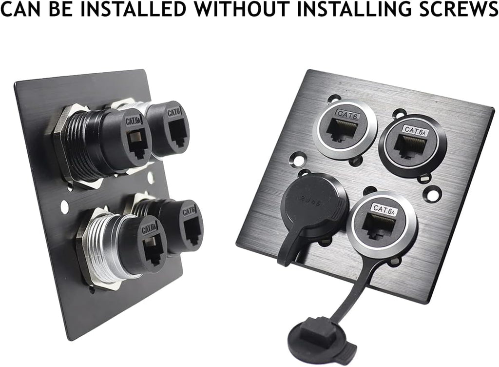 2 Pack RJ45 Shielded Panel Mount Coupler, CAT6A Female to Female Bulkhead Adapter L892