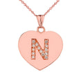 10K Rose Gold Heart Pendant Necklace Z273