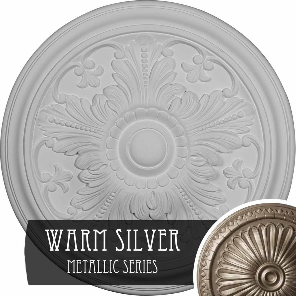 Warm Silver Hand-Painted Ceiling Medallion K8882