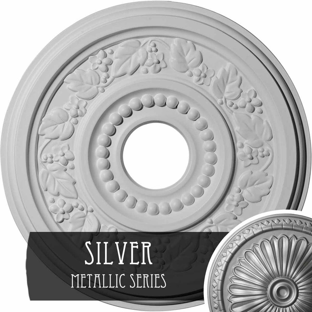 16 1/8x22OD x 3 1/2x22ID x 7/8x22P Hand-Painted Silver Ceiling Medallion P93732