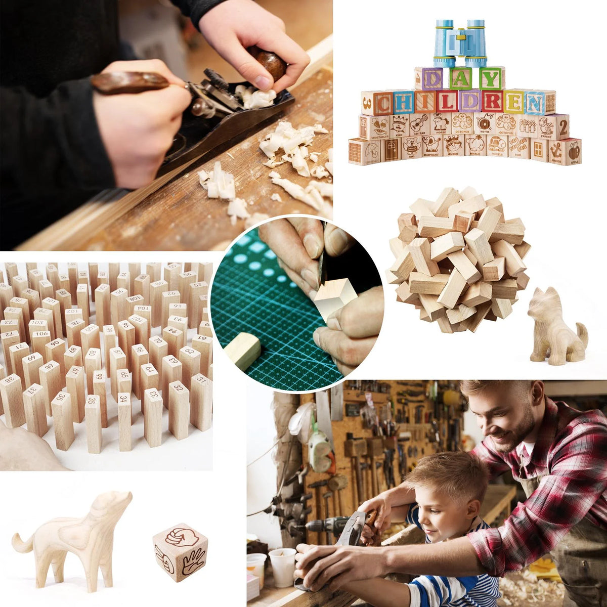 50 Pieces Classic Blocks Wooden Bricks Building Game C351