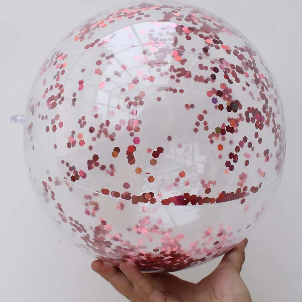 Rose Golden Glitter Beach Ball 4 Pcs Set with Pump Y818575