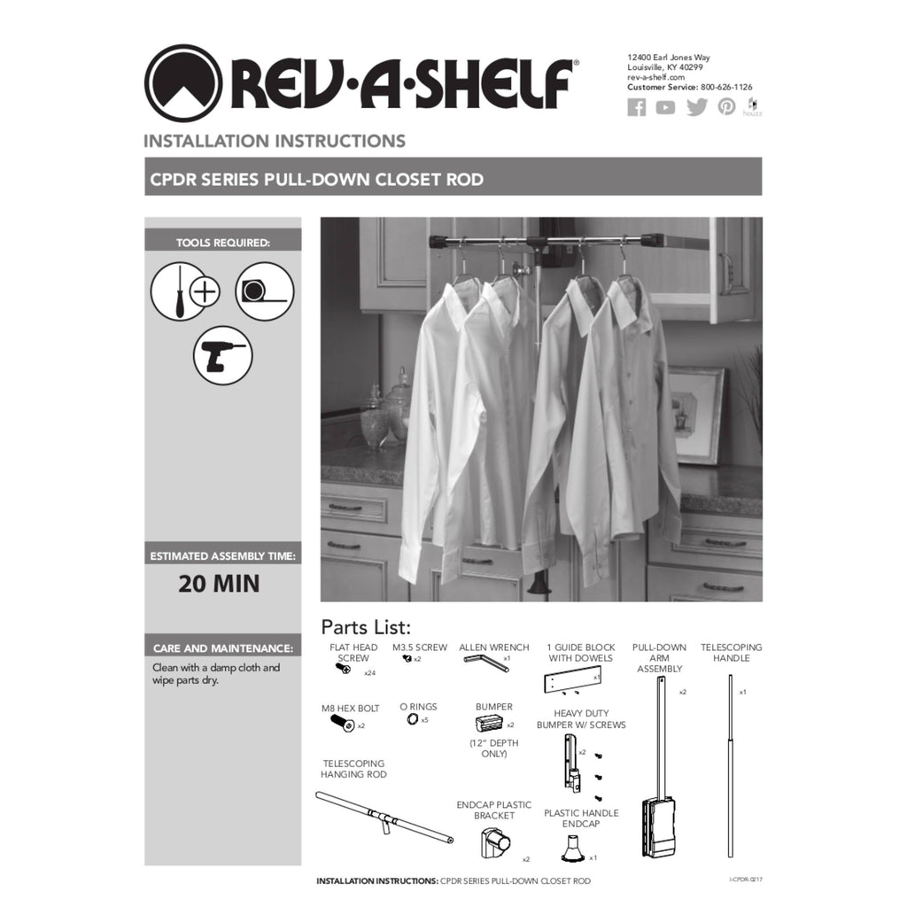 Adjustable Pull-Down Closet Rod M6103