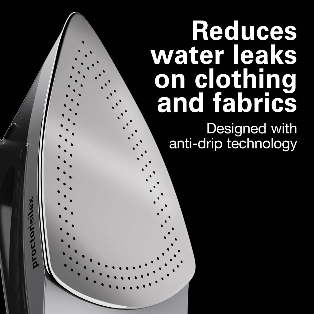 Black and Silver Steam Iron with Retractable Cord W43166