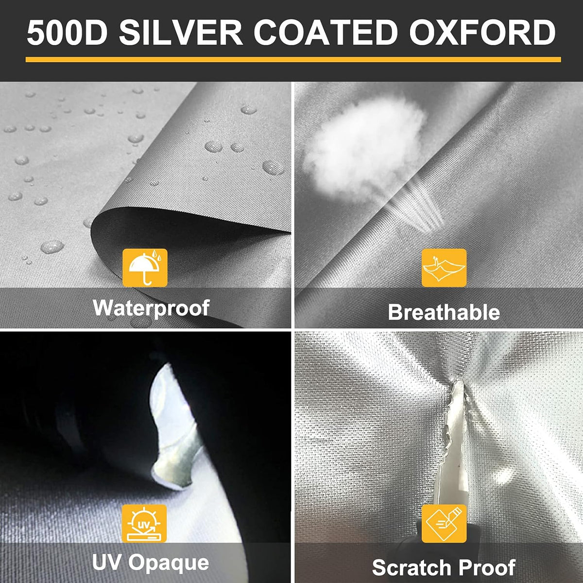 Silver 500D Popup RV Cover for 12 13 14ft Trailers, 87" W 42" H Z387