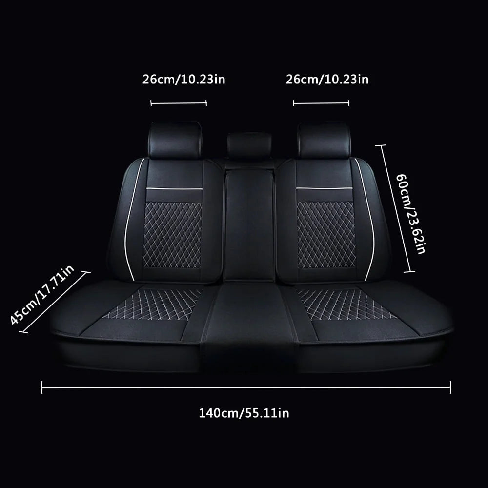 Deluxe Leather 5-Seats Front and Rear Full Set Car Seat Covers Y6834